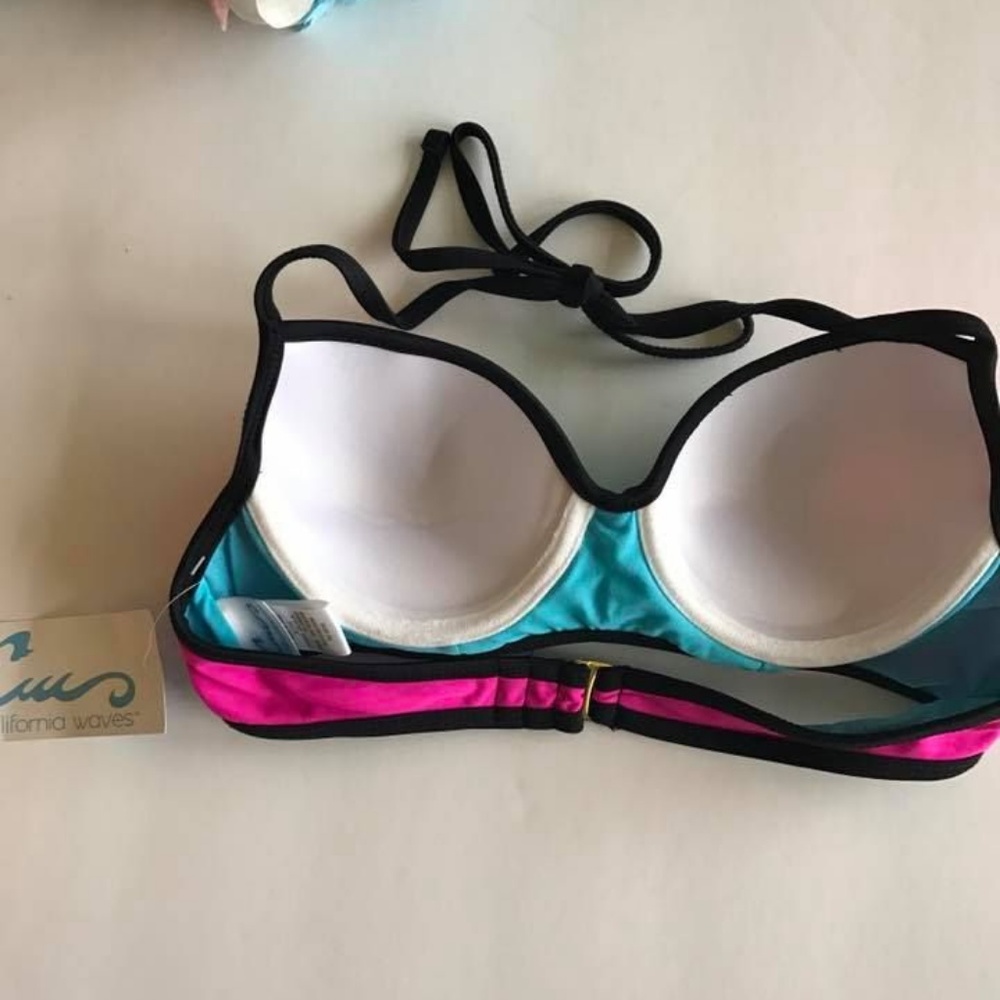 NWT California Waves colorblock bikini top push up - Picture 2 of 3